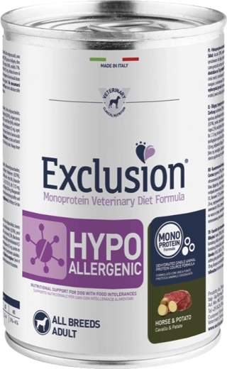 Exclusion Hipoalergénico lata para perros caballo y patatas 200 g
