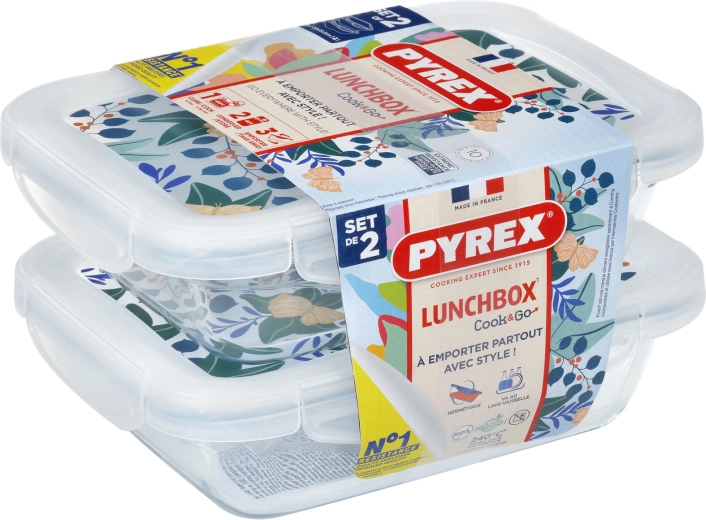 Juego de recipientes de vidrio rectangulares PYREX 2 × 0,8 l