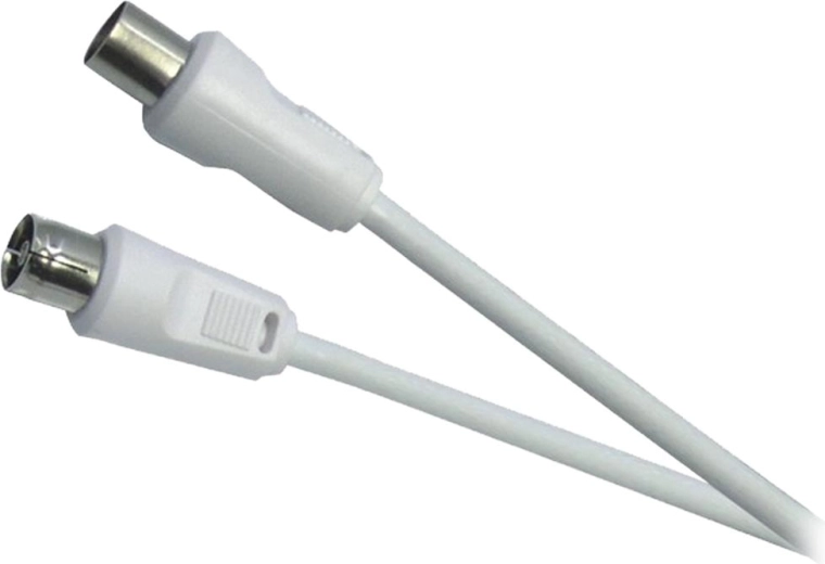 Cable coaxial de antena Sencor con conector IEC macho–hembra, 5 m, blanco
