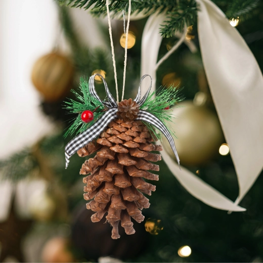 Set de piñas navideñas con bayas rojas, 2 unidades