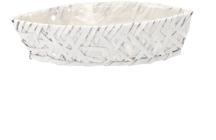 Cubremaceta de madera blanco con forma de barca 58 × 23 × 12 cm
