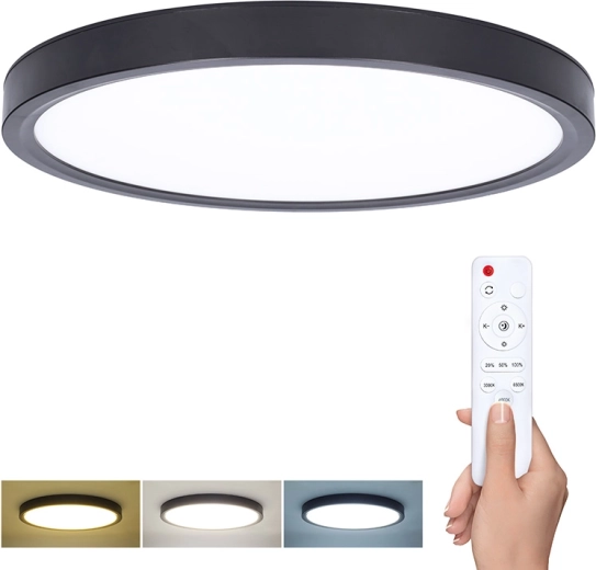 Lámpara LED de techo/pared Solight Estela Black con mando a distancia, 36 W, 30 cm