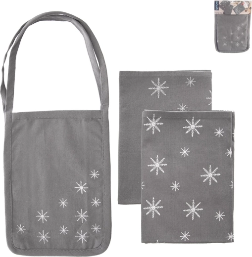 Paños de cocina de algodón con copo de nieve 2 uds + bolsa