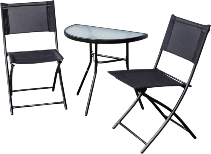 Conjunto de jardín y balcón Marco – mesa plegable con vidrio templado y 2 sillas