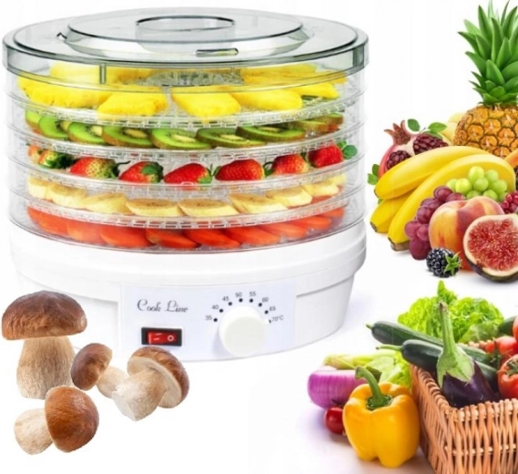Deshidratador eléctrico de alimentos de 5 niveles 245 W, diámetro 32 cm