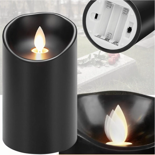 Inserto LED para vela funeraria con efecto de llama, 12,5 cm