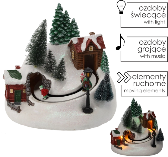 Caja musical LED navideña con pueblo invernal