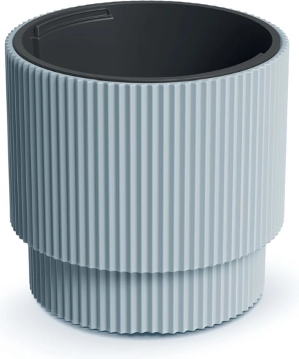Macetero estriado con inserto Milly 29,8 cm – gris claro