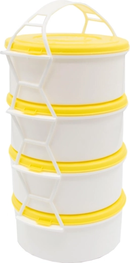Portacomidas 4×1 l – caja de comida de plástico de varios niveles