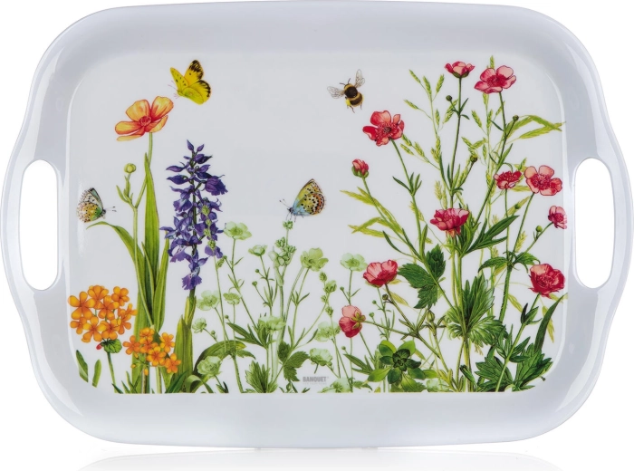 Bandeja de servicio de melamina Meadow 36 × 25,5 cm con asas