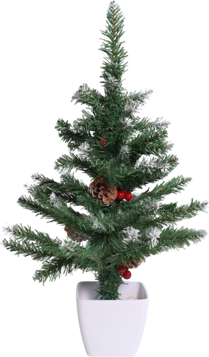 Árbol de Navidad artificial nevado en maceta de 90 cm