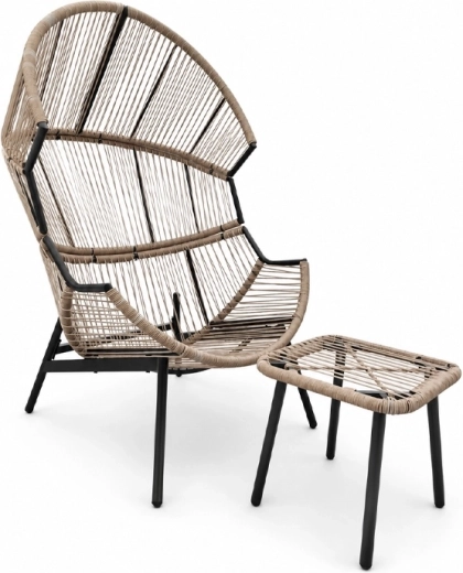 Sillón capullo y reposapiés para una relajación completa