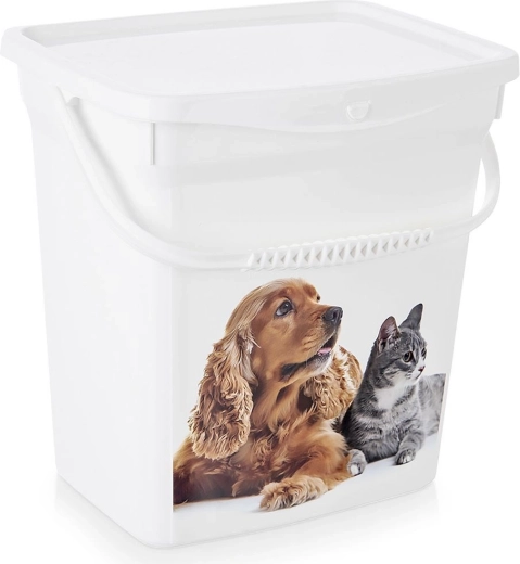 Contenedor de plástico para comida de mascotas de 6 l con tapa y asa