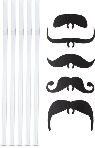 Set de pajitas flexibles con bigotes, 5 uds.