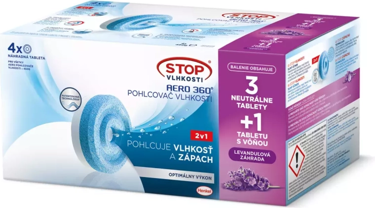 Ceresit Stop Humedad Aero 360° tabletas de recambio 2 en 1, 3× neutras + 1× lavanda