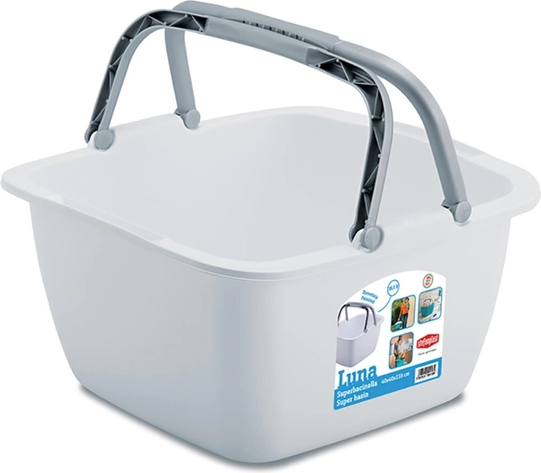 Fregadero cuadrado de plástico LUNA de 40 cm con asas, 18,5 l