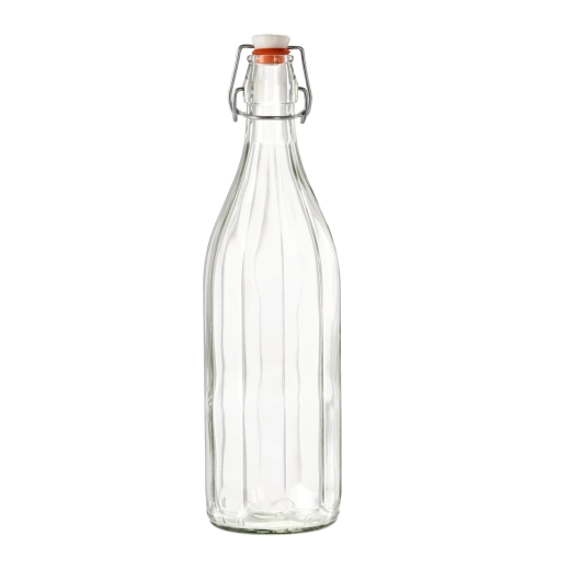 Botella de vidrio Costolata con cierre hermético de 1 l