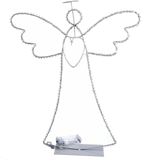 Ángel metálico con halo LED blanco