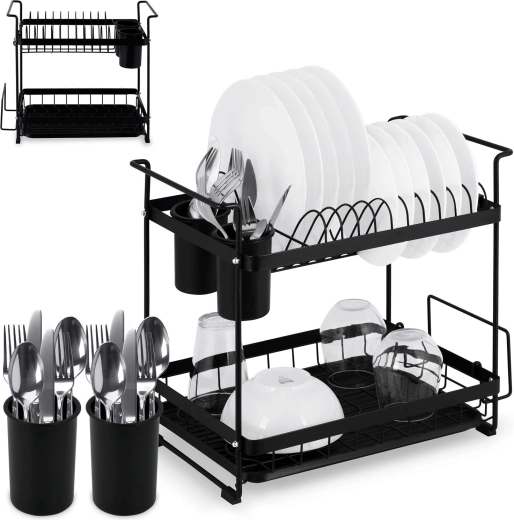 Escurridor de platos de dos niveles Massido negro