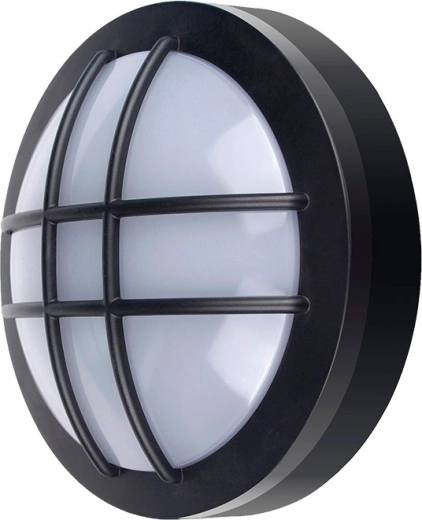 Solight luminaria LED exterior redonda con rejilla 13 W, 910 lm, 4000 K, IP65, negra - 1 unidad