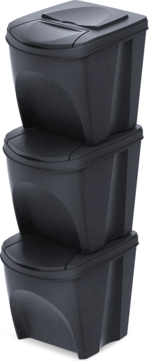 Juego de 3 cubos de clasificación Sortibox Eco Wood 3×25 l – antracita