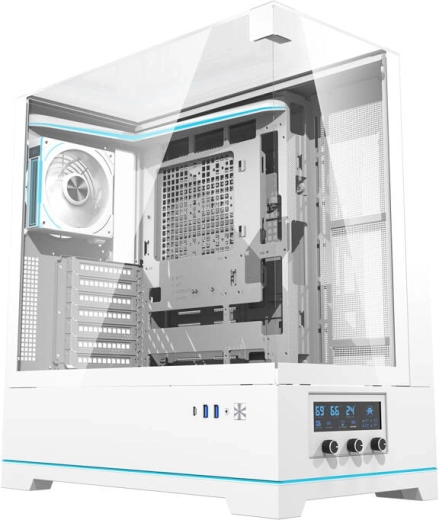 Caja de ordenador Darkflash DY450 PRO con ventilador blanca
