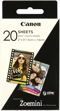 Papel fotográfico ZINK 5×7,6, 20 hojas