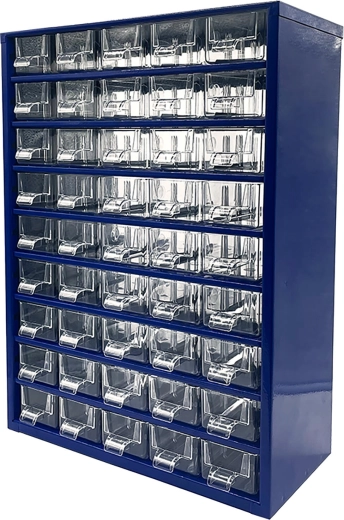 Caja metálica con 45 cajones pequeños 30,5 × 46 × 15,5 cm