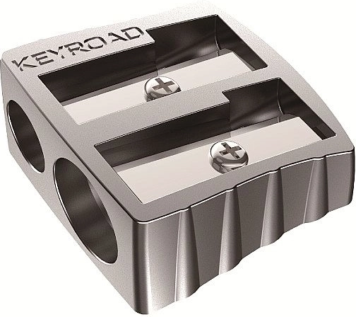Sacapuntas metálico doble Keyroad plateado