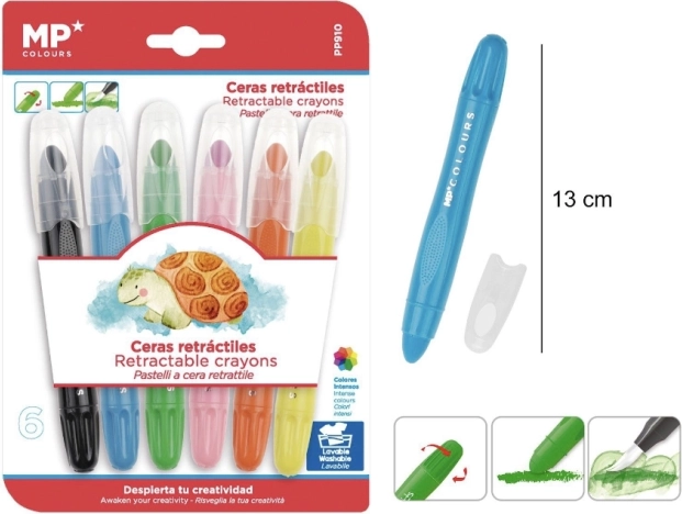 Crayones de cera retráctiles – 6 colores