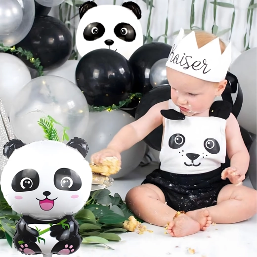 Set de globos de cumpleaños panda, animalitos para celebración, 5 uds.
