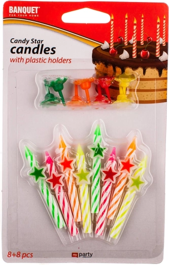 Velas de cumpleaños con forma de estrella - 8 unidades