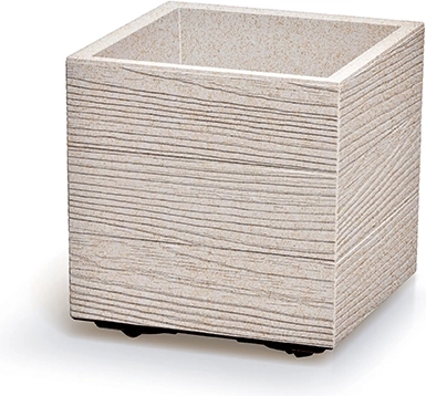 Maceta Madera Square Eco Wood 29 cm, blanca, plástico con protección UV