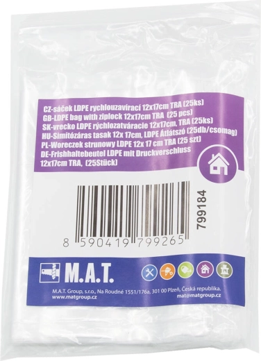 Bolsas de cierre rápido LDPE 12 × 17 cm, 25 uds
