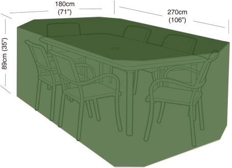 Funda protectora para conjunto de jardín de 6 sillas y mesa rectangular 270 × 180 × 89 cm, PE 90 g/m²