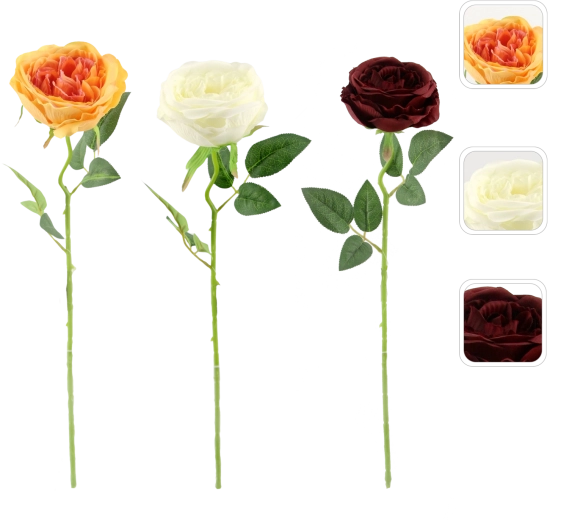 Ramita artificial de rosa 45 cm, mix de colores (36 uds)