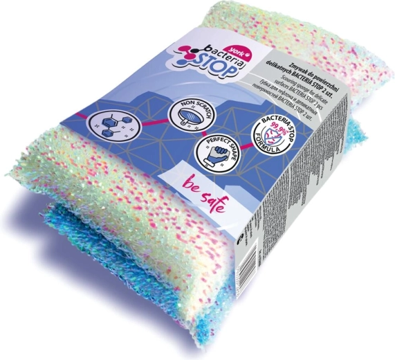Esponjas de limpieza Bacteria Stop para superficies delicadas 11,5 × 7 × 3 cm, 2 uds