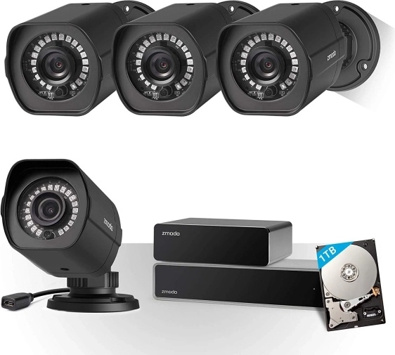 Kit de sistema de cámaras Zmodo 4× 1080p con NVR y disco de 1 TB