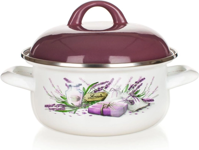 Cazo esmaltado Lavender 20 cm con tapa 2,1 l