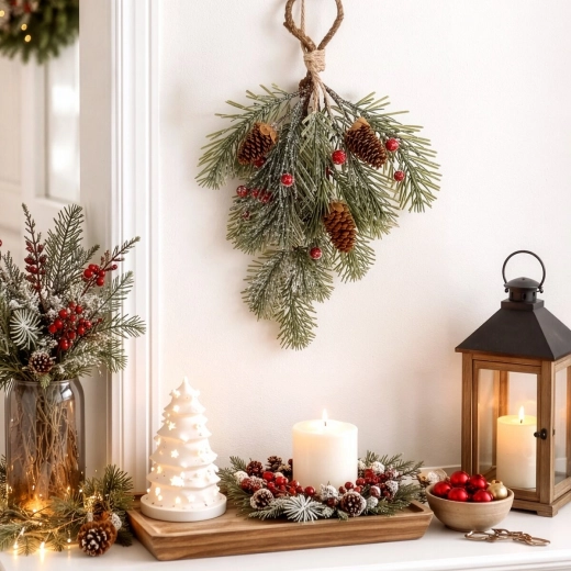 Verde de aspecto natural y complementos para una decoración más abundante