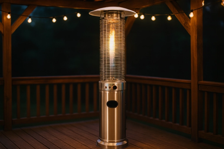 Calefactor de terraza a gas de acero inoxidable 180 cm