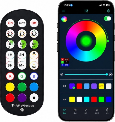 Control mediante app y mando a distancia