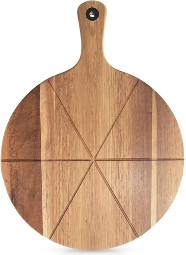 Tabla de pizza de madera con mango 43,5 × 32 cm