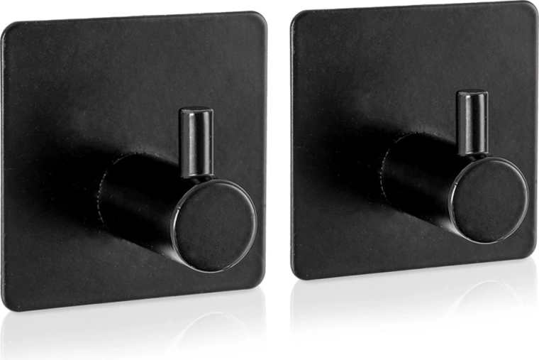 Gancho autoadhesivo RADKA, negro, 4,5 × 4,5 cm, 2 uds
