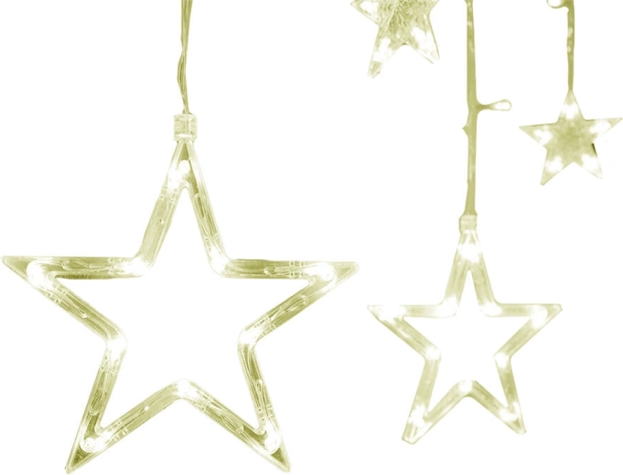 Cortina luminosa navideña con estrellas, 4,5 m, 138 LED