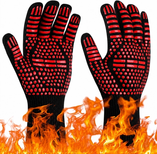 Guantes de trabajo largos de silicona resistentes al calor para parrilla y cocina - 1 unidad