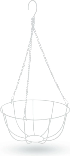 Cesta metálica colgante para maceteros de 25 cm, blanca