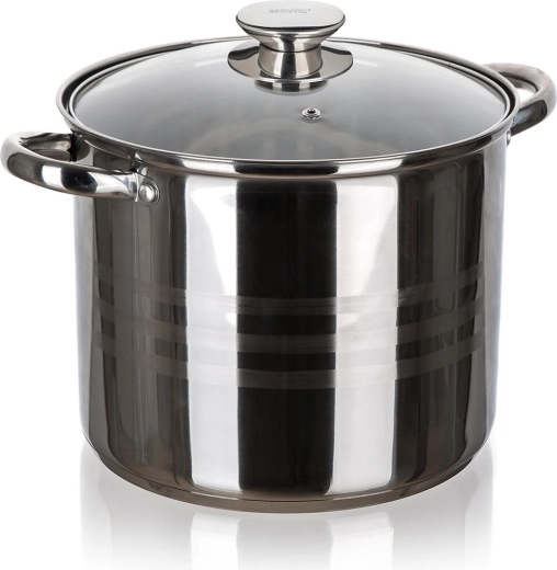 Olla de acero inoxidable LIVING 24 cm con tapa de vidrio, 9 l