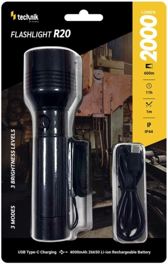 Linterna recargable Technik mt-r20 con enfoque y USB-C (2000 lm) - 1 unidad