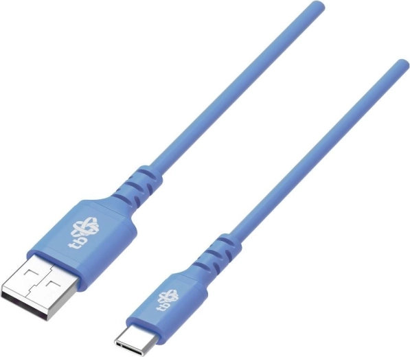 Cable de silicona USB–USB‑C de 1 m azul con soporte Quick Charge